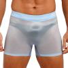 Miutii Mens Sheer Silky Shorts Low Rise Stretchy Short Pants Underwear Nightwear Yoga Sportwear Light Blue One Size view 2