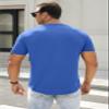 JMIERR Mens Muscle Slim Fit Button Henley Shirts Summer Crewneck Short Sleeve Longline Fitted T-Shirt Gym Workout Athletic Tees Shirt for Men, L, Blue2 view 2