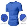 JMIERR Mens Muscle Slim Fit Button Henley Shirts Summer Crewneck Short Sleeve Longline Fitted T-Shirt Gym Workout Athletic Tees Shirt for Men, L, Blue2 view 4