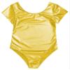 CHICTRY Mens Shiny Patent Leather Bodysuit Short Sleeve One-Piece Leotard Dancewear Swimwear Gold XX-Large view 3