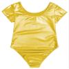 CHICTRY Mens Shiny Patent Leather Bodysuit Short Sleeve One-Piece Leotard Dancewear Swimwear Gold XX-Large view 4