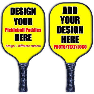 Custom Pickle Ball Paddle Set of 2 Pickleball with Your Photo Text Logo Yellow Lightweight Pickle Ball Paddle for Outdoor Indoor