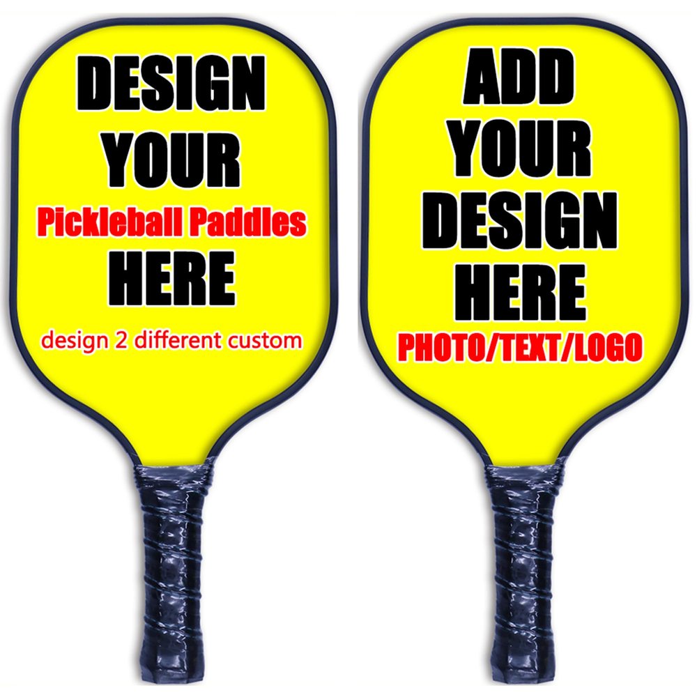 Custom Pickle Ball Paddle Set of 2 Pickleball with Your Photo Text Logo Yellow Lightweight Pickle Ball Paddle for Outdoor Indoor