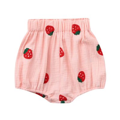 Baby Girl Jean Shorts Summer Baby Boys Girls Fruits Strawberry Print PP Pants Shorts Bottoms Little Girl (White, 110)