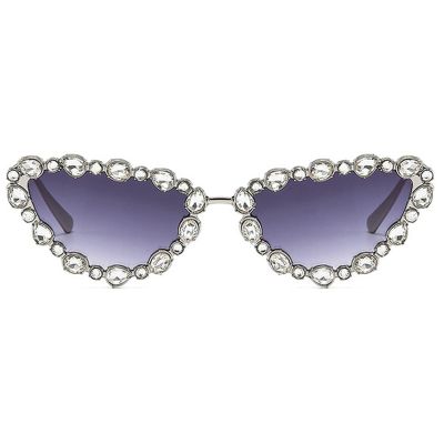 Full Crystal Shiny Cat Eye Sunglasses For Women Vintage Fashion Luxury Rhinestone Sun Glasses Female Elegant Shades (gray)