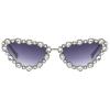 Full Crystal Shiny Cat Eye Sunglasses For Women Vintage Fashion Luxury Rhinestone Sun Glasses Female Elegant Shades (gray) view 1