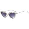 Full Crystal Shiny Cat Eye Sunglasses For Women Vintage Fashion Luxury Rhinestone Sun Glasses Female Elegant Shades (gray) view 2