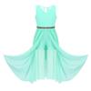 Alvivi Big Girls Halter-Neck Floral Lace Junior Bridesmaid Romper Dress Wedding Party Ball Prom Evening Long Gowns Mint_Green V Neck 12 Years view 1