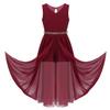 Alvivi Big Girls Halter-Neck Floral Lace Junior Bridesmaid Romper Dress Wedding Party Ball Prom Evening Long Gowns Burgundy V Neck 8 Years view 1