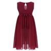 Alvivi Big Girls Halter-Neck Floral Lace Junior Bridesmaid Romper Dress Wedding Party Ball Prom Evening Long Gowns Burgundy V Neck 8 Years view 3
