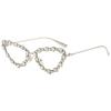 Full Crystal Shiny Cat Eye Sunglasses For Women Vintage Fashion Luxury Rhinestone Sun Glasses Female Elegant Shades (silver&clear) view 2