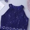 Alvivi Big Girls Halter-Neck Floral Lace Junior Bridesmaid Romper Dress Wedding Party Ball Prom Evening Long Gowns Blue 14 Years view 3