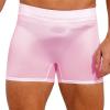 Miutii Mens Sheer Silky Shorts Low Rise Stretchy Short Pants Underwear Nightwear Yoga Sportwear Pink One Size view 1