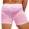 Miutii Mens Sheer Silky Shorts Low Rise Stretchy Short Pants Underwear Nightwear Yoga Sportwear Pink One Size view 3