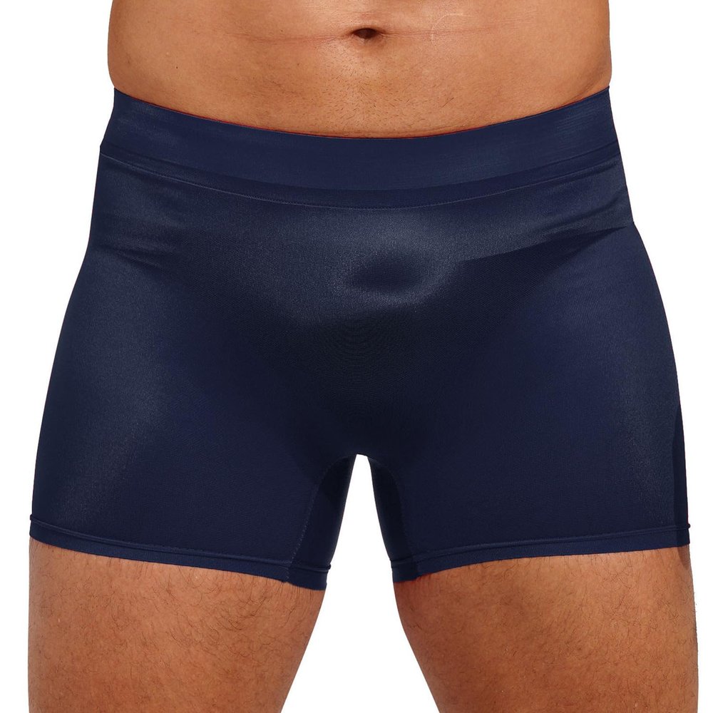 Miutii Mens Sheer Silky Shorts Low Rise Stretchy Short Pants Underwear Nightwear Yoga Sportwear Navy Blue One Size
