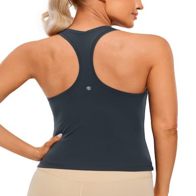 CRZ YOGA Butterluxe Racerback Tank Tops for Women - Yoga Workout Casual Gym Athletic Camisole Tight Sleeveless Shirts True Navy X-Small