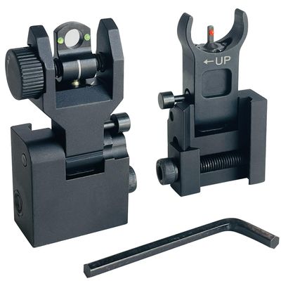 Socpuro Flip Up Front and Rear Sights, Fiber Optic Iron Sight Backup Sight with Green & Red Fiber Optics Dots