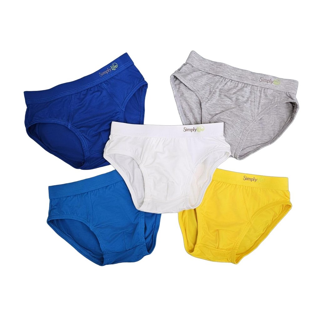 Simply Life Boys' Briefs Underwear (2-15 Years)  Soft Bamboo Viscose & Spandex (5-Pack)  Moisture-Wicking, Breathable & Ultra-Gentle for Sensitive Skin
