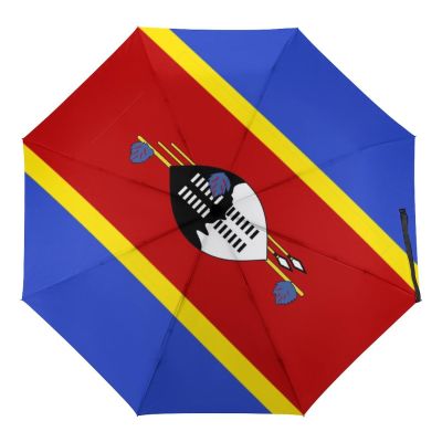 Calculay Flag of Eswatini Portable Automatic Switch Folding Umbrella Manual Sunshade Anti-UV Travel Umbrella Rainproof And Windproof Suitable for Men And Women Automatic