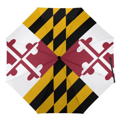 Calculay Maryland Flag Portable Automatic Switch Folding Umbrella Manual Sunshade Anti-UV Travel Umbrella Rainproof And Windproof Suitable for Men And Women Automatic