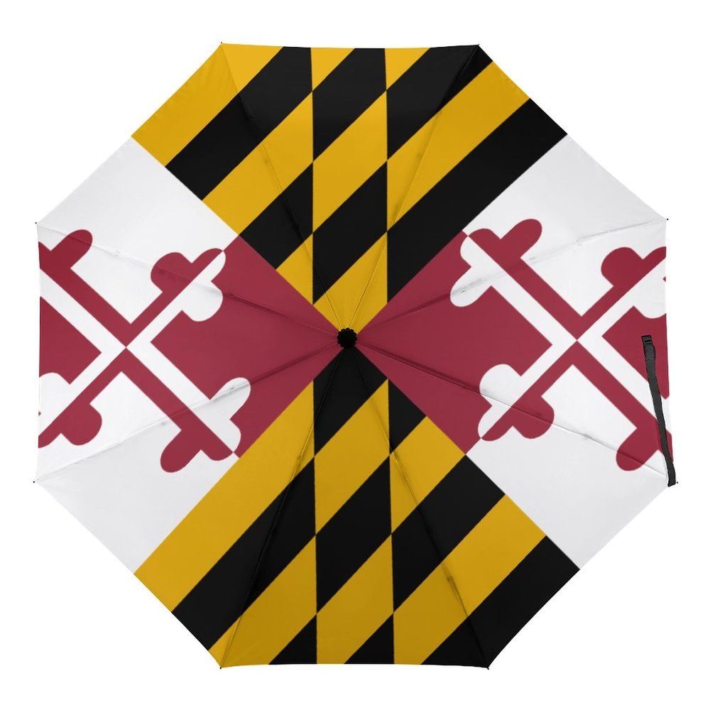Calculay Maryland Flag Portable Automatic Switch Folding Umbrella Manual Sunshade Anti-UV Travel Umbrella Rainproof And Windproof Suitable for Men And Women Automatic
