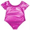 CHICTRY Mens Shiny Patent Leather Bodysuit Short Sleeve One-Piece Leotard Dancewear Swimwear Rose 3X-Large view 4