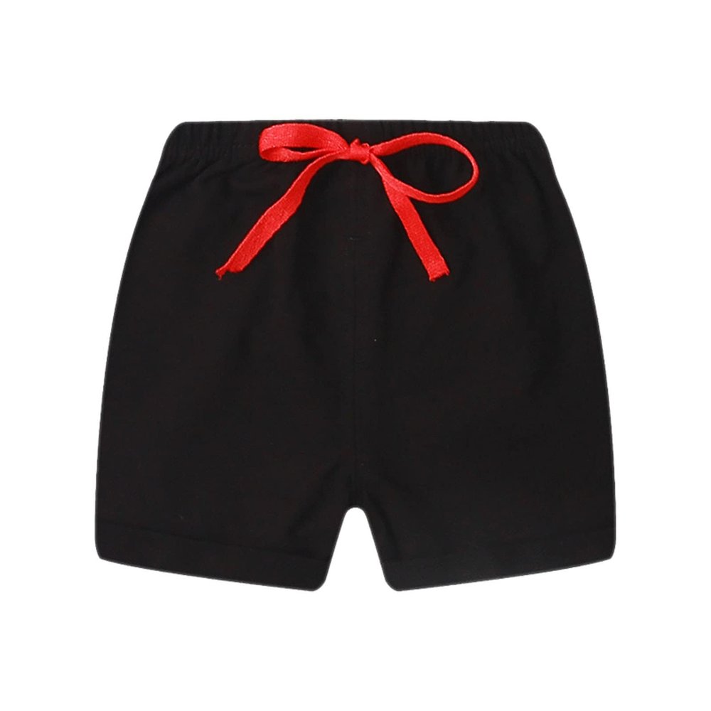 Boys Slim Active Pants Toddler Boys Shorts Summer Cotton Material Thin Style Five Point Pants (Black, 12-18 Months)