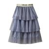 Summer Girl Half Skirt Three Seersucker Press Pleated Mesh Half Skirt Princess Wind Short Baby Girl (Grey, 3-4 Years) view 1