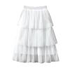 Summer Girl Half Skirt Three Seersucker Press Pleated Mesh Half Skirt Princess Wind Short Baby Girl (White, 3-4 Years) view 1