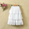 Summer Girl Half Skirt Three Seersucker Press Pleated Mesh Half Skirt Princess Wind Short Baby Girl (White, 3-4 Years) view 2