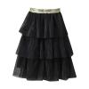 Summer Girl Half Skirt Three Seersucker Press Pleated Mesh Half Skirt Princess Wind Short Baby (Black, 18-24 Months) view 1
