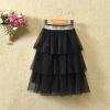 Summer Girl Half Skirt Three Seersucker Press Pleated Mesh Half Skirt Princess Wind Short Baby (Black, 18-24 Months) view 2