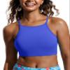 CRZ YOGA Women's Bikini Tops High Neck Swimsuit Racerback Padded Bathing Suit Sexy Swimwear Milky Way Purple Large view 1
