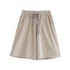 JEsilunmaMY Womens Baggy Cotton Lounge Bermuda Shorts Drawstring Thin Shorts with Pockets Solid Color Casual Wide Leg Shorts (Grey,7X-Large) view 1