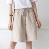 JEsilunmaMY Womens Baggy Cotton Lounge Bermuda Shorts Drawstring Thin Shorts with Pockets Solid Color Casual Wide Leg Shorts (Grey,7X-Large) view 3