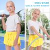 Girls Flowy Shorts Butterfly Shorts for Kids with Pocket 2-in-1 Athletic Shorts Running Shorts for Girls Youth Teen Active Workout Sports (Neon Yellow# Girls, Medium) view 4