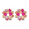 Colorful Diamond Earrings Multi-layer Square Water Diamond Earrings Windmill Shaped Alloy Diamond Earrings for Women's Party and Dance (KC Gold in Colorful) view 1