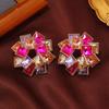 Colorful Diamond Earrings Multi-layer Square Water Diamond Earrings Windmill Shaped Alloy Diamond Earrings for Women's Party and Dance (KC Gold in Colorful) view 2