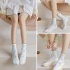 albagu Womens Crew Cute Socks Cotton Thin Breathable Casual Sock for Women Novelty Funny Flower Dress White Socks 5 Pack view 2