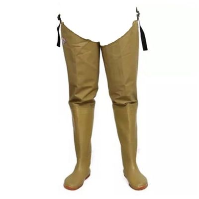 Hip Waders Comfortable and Soft PVC Waterproof Buttocks for Waders, Suitable for Fishing/aquaculture/aquaculture Industry (Color : Khaki, Size : 7.5)