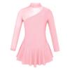 YOOJOO Ice Skating Competition Dress Girls Kids Long Sleeves Roller Skate Ballet Dance Performance Outfits Pearl Pink 12 Years view 1