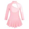 YOOJOO Ice Skating Competition Dress Girls Kids Long Sleeves Roller Skate Ballet Dance Performance Outfits Pearl Pink 12 Years view 2