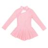 YOOJOO Ice Skating Competition Dress Girls Kids Long Sleeves Roller Skate Ballet Dance Performance Outfits Pearl Pink 12 Years view 3