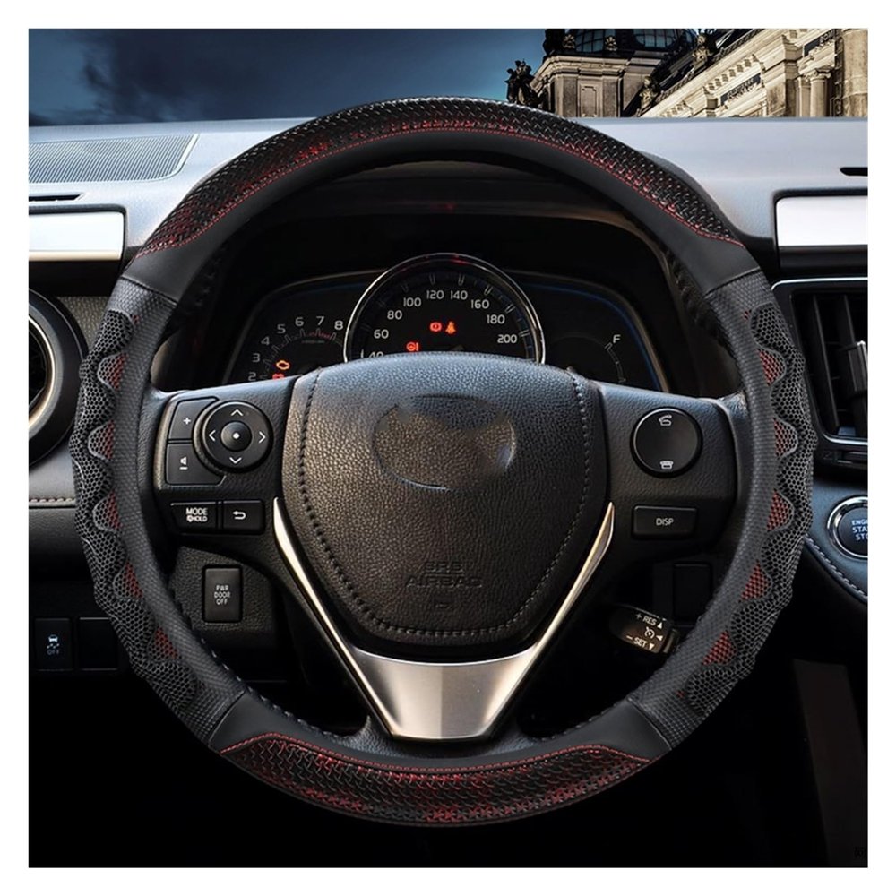 FUERU Car Steering Wheel Cover Set Car Steering Wheel Cover Breathable Leather Fashionable Atmosphere Car Interior Creative Gifts (Color : 2#)