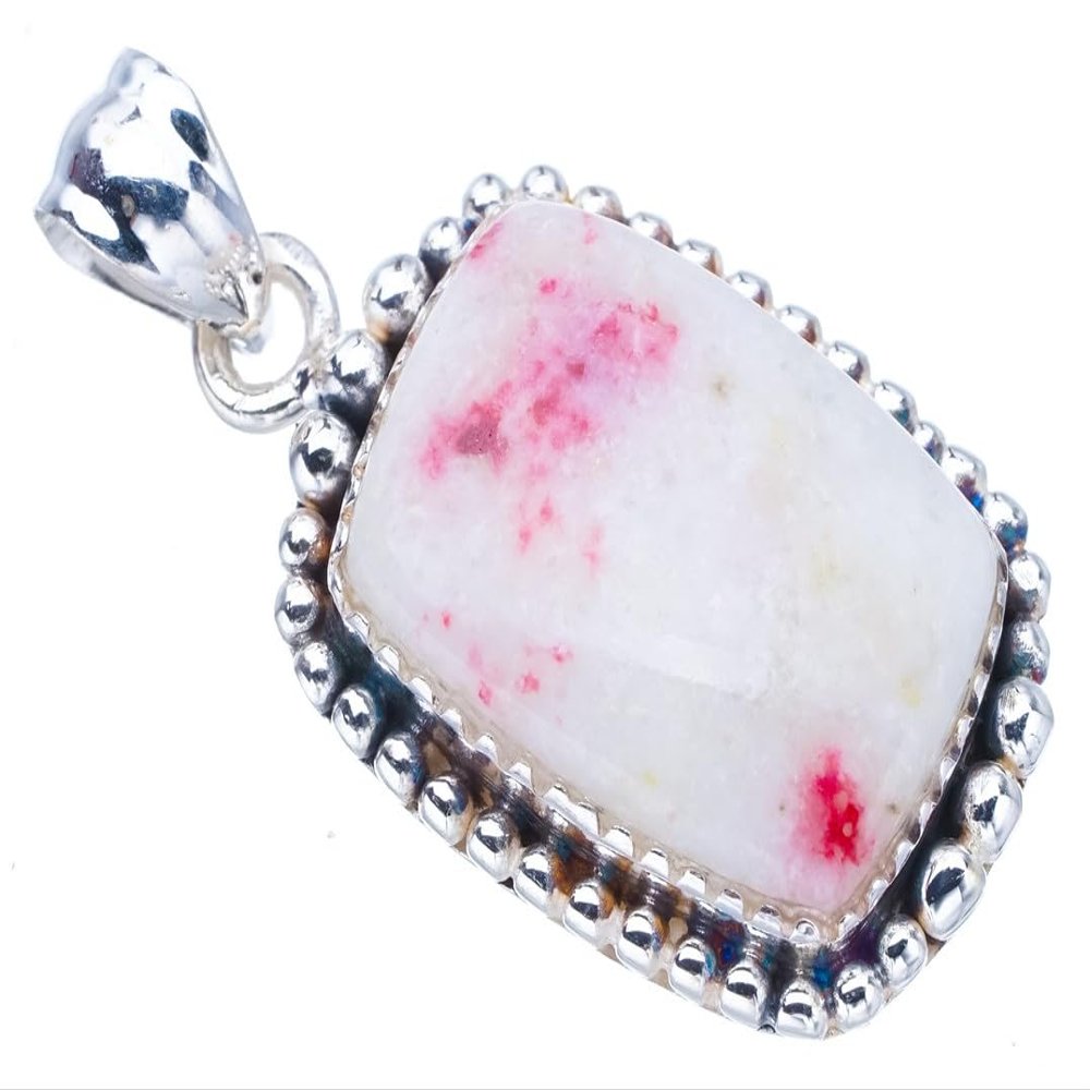 StarGems Natural Rhodonite Handmade 925 Sterling Silver Pendant 1.5" F3785