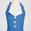 1950s Blue Halter Dresses for Women Vintage Button Lapel Swing Dresses 50s 60s Pin Up Dresses Audrey Hepburn Rockabilly Dresses with Pockets Peacock Blue Small view 2