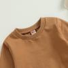 MAYUMMPY Baby Boys Girl Solid Color Outfit Sweatsuit Crewneck Sweatshirt Sweatpants Pants Set Fall Winter Clothes (Brown, 18-24 Months) view 3