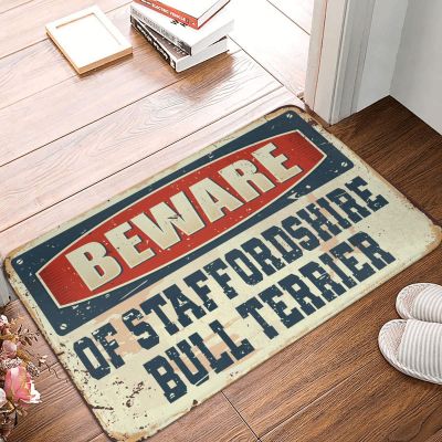 Dsoluuing Doormats for Outdoor Entrance Funny Beware of Staffordshire Bull Terrier Rug Bedroom Decor for Men Fall Door Mat Outdoor (Size : 50X80CM)