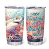 Hyturtle Personalized Gifts Shark Lover - I Just Freaking Love Sharks Customized Name Stainless Steel Tumbler 20 oz With Lid - Idea Cute Sea Animal Lover Gifts For Women, Girl On Birthday, Christmas view 1