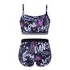 Moily Girls Gymnastics/Dance/Sports Two Piece Outfit Racer Back Crop Top with Booty Shorts Swimwear Straps Balck&Rose Red 5-6 view 4